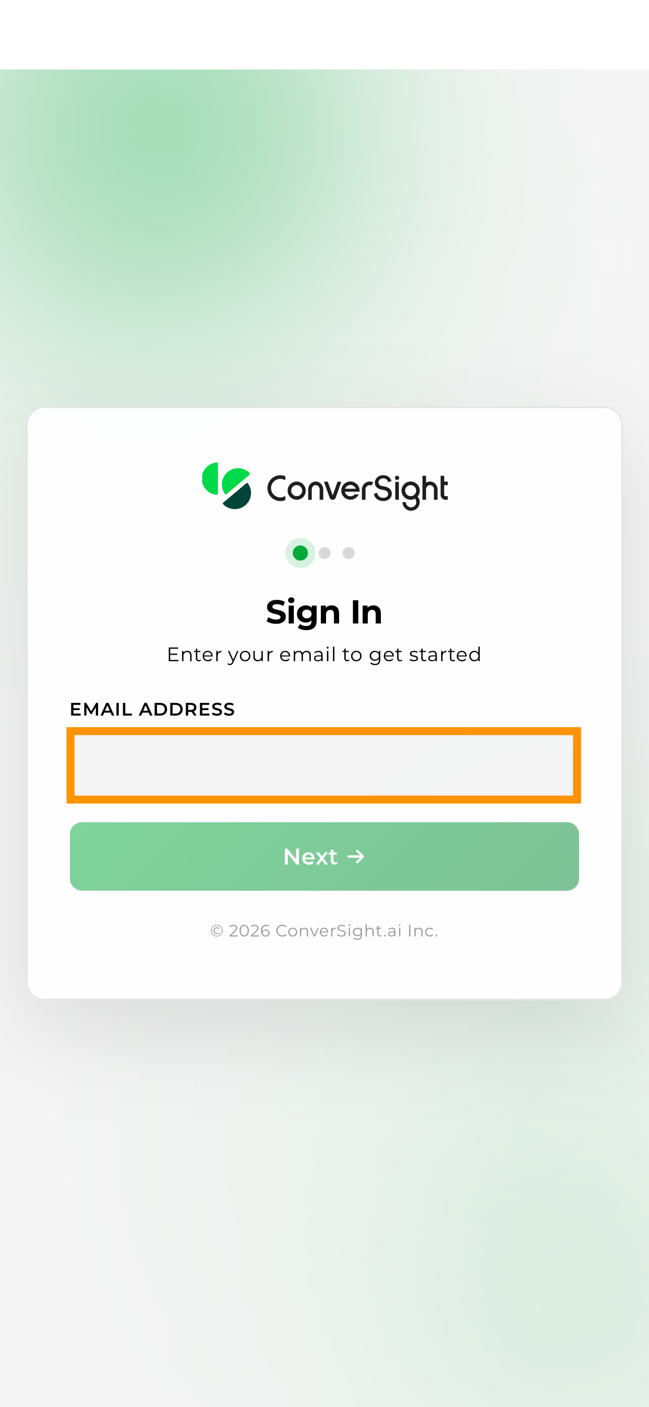 Email Entry Screen