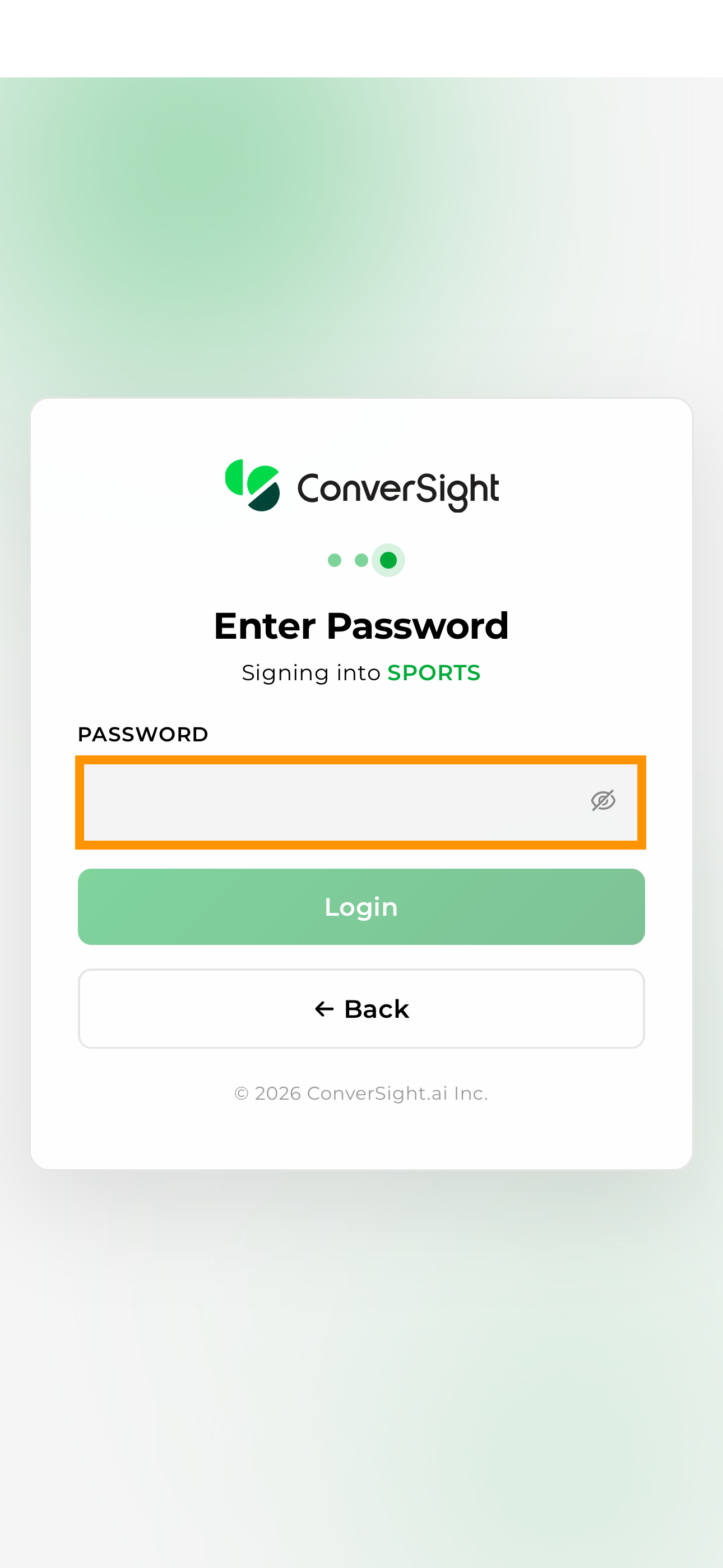 Password Entry Screen